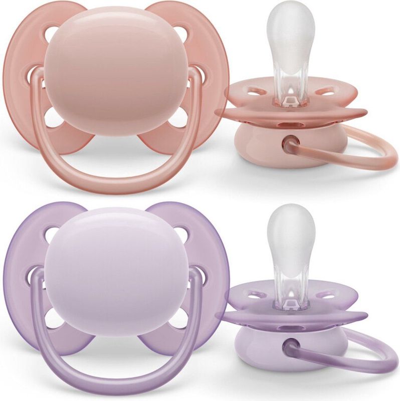 Philips Avent Schnuller +0 Monate Soft Grau/Rosa