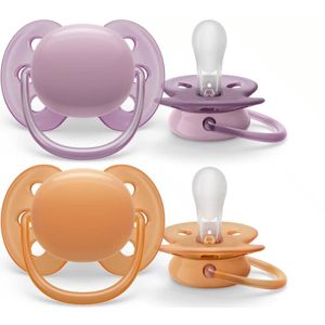 Philips Avent Ultra Soft Fopspeen - 6 tot 18 Maanden - 2 Speentjes - Roze/Oranje - SCF091/33