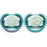 Philips Avent Ultra Air Nachtfopspeen - Jongen - 2 Stuks - Glow-in-the-Dark