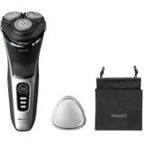 Philips Shaver Series 3000 - Elektrisch Wet & Dry scheerapparaat voor heren, SkinProtect-technologie, uitklapbare baardtrimmer, snoerloos scheerapparaat met reisetui, kleur Diepzwart (model S3241/12)