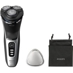 Philips Electric Shaver Series 3000 - rasoir électrique Wet & Dry pour hommes avec technologie SkinProtect, couleur Noir, tondeuse rétractable, rasoir sans fil avec housse de voyage (modèle S3241/12)
