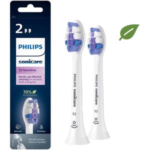 Philips Sonicare Optimal Sensitive - Opzetborstels voor Elektrische Tandenborstel - Wit - Verpakking van 2 - HX6052/10