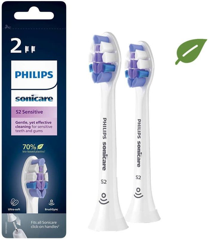 Philips - Sonicare S2 Sensitive - Opzetborstel - Biologisch Afbreekbaar - Zacht Design