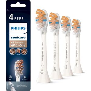 Philips Sonicare A3 Premium tout-en-un d'origine, tête de brosse à dents électrique de rechange - lot de 4 têtes de brosse de rechange Philips Sonicare, blanc (modèle HX9094/10)