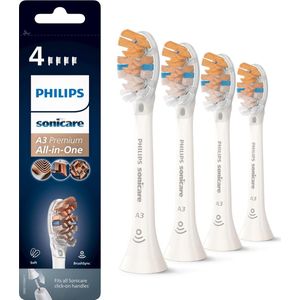 Philips Sonicare A3 premium all-in-one vervangende elektrische tandenborstelkop - set van 4 vervangende borstelkoppen Philips Sonicare wit (model HX9094/10)