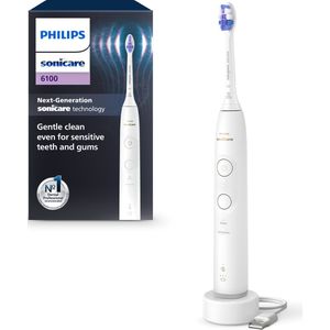 Philips - Sonicare 6100 Series - Elektrische Tandenborstel - Wit - Gevoelige Tanden - HX7400/01