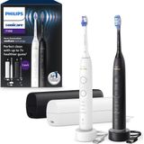 Philips Sonicare 7100 Series - Elektrische Tandenborstels - Wit & Zwart - Duopack – Reisetui - Gezonder tandvlees - HX7429/02