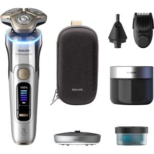Philips Shaver i9000 Prestige Ultra, Afeitadora eléctrica en seco y húmedo, tecnología Skin IQ Pro, triple sistema de elevación y corte, cuchillas NanoTech 360º, 5 modos de afeitado, modelo XP9404/38