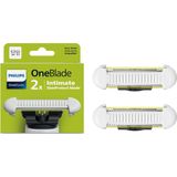 Philips OneBlade Intimate SkinProtect Blade - Vervangmesjes – Unisex – Wit – 2 stuks - QP229/50