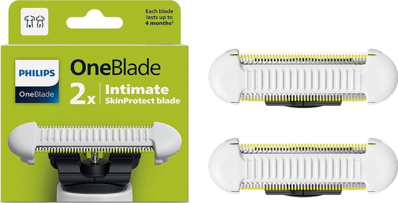 Philips OneBlade Intimate SkinProtect Blade - Vervangmesjes – Unisex – Wit – 2 stuks - QP229/50