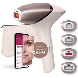 Philips Lumea IPL 9900-serie BRI951/00 – Ontharingsapparaat met SenseIQ & SkinAI-technologie – Draadloos & met snoer – Inclusief 4 opzetstukken – Voor lichaam, gezicht, bikinilijn & oksels