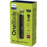 Philips QP6542/19 baardtrimmer Batterij/Accu 14 1 cm Nat en droog Zwart, Limoen