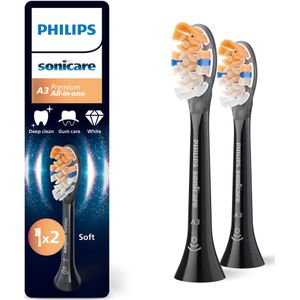 Philips Sonicare A3 Premium All-in-One, originele opzetborstels ter vervanging, zwart, set van 2, HX9092/88