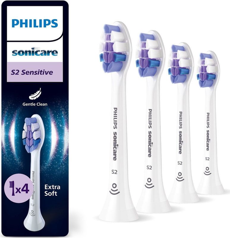 Philips - Sonicare S2 Sensitive - Tandenborstelkoppen - Wit - 4 Stuks