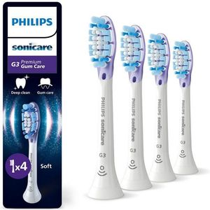 Philips Sonicare G3 Premium Gum Care, originele opzetborstels ter vervanging, wit, set van 4, HX9054/87, 4 Borstels, Nieuw