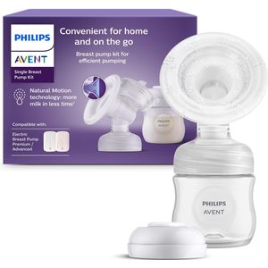 Philips Avent enkele borstkolfset, zonder motorunit, eenvoudig te reinigen en in elkaar te zetten, 1 fles, 1 afsluitschijf en 1 schroefring voor het bewaren van melk, model SCF337/01