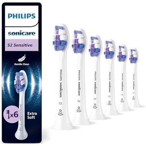 Philips Sonicare S2 Sensitive, originele opzetborstels ter vervanging, wit, set van 6, HX6056/87