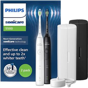 Philips Sonicare 5500 Series Duopack Incl. 2 Reisetuis Hx7119/02 Elektrische Tandenborstel Zwart