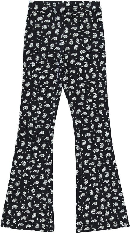 Cars Flared Broek ILVA FLAIR met Paisleyprint Zwart/Wit
