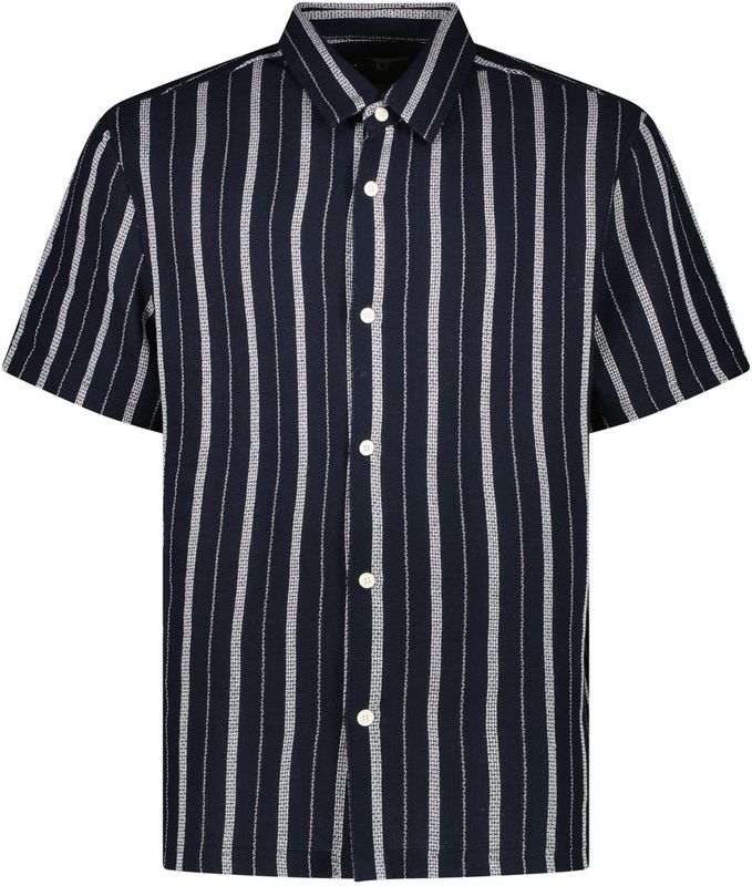 Cars Jeans - Korte Mouw Overhemd - Heren - S - Blauw - Katoen - Watts