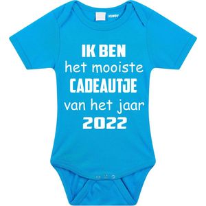 Baby rompertje met leuke tekst | Ik ben het mooiste cadeautje van het jaar 2022 |zwangerschap aankondiging | cadeau papa mama opa oma oom tante | kraamcadeau | maat 56 blauw