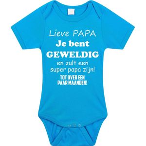 Baby rompertje met leuke tekst | Lieve papa je bent geweldig |zwangerschap aankondiging | cadeau papa mama opa oma oom tante | kraamcadeau | Maat 80 blauw