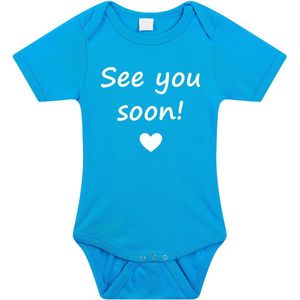 Baby rompertje met leuke tekst | See you soon! |zwangerschap aankondiging | cadeau papa mama opa oma oom tante | kraamcadeau | maat 80 blauw