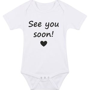 Baby rompertje met leuke tekst | See you soon! |zwangerschap aankondiging | cadeau papa mama opa oma oom tante | kraamcadeau | maat 80 wit