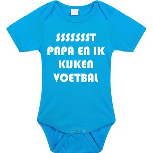 Rompertjes baby - papa en ik kijken voetbal samen - baby kleding met tekst - kraamcadeau jongen - maat 92 blauw