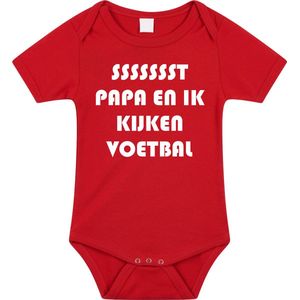 Rompertjes baby - papa en ik kijken voetbal- baby kleding met tekst - kraamcadeau jongen - maat 56 rood