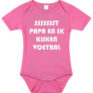 Rompertjes baby - papa en ik kijken voetbal - baby kleding met tekst - kraamcadeau jongen - maat 68 roze
