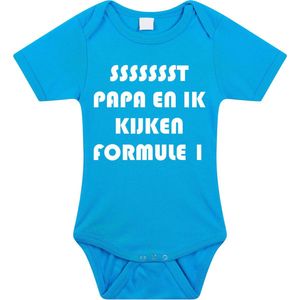 Rompertjes baby - papa en ik kijken formule 1- baby kleding met tekst - kraamcadeau jongen - maat 56 blauw