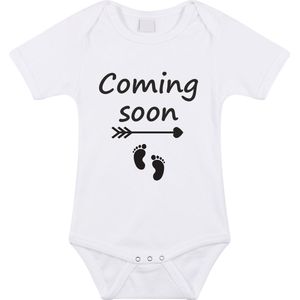 Rompertje met leuke tekst Coming Soon | zwangerschapsaankondiging opa oma | kraamcadeau | Wit | maat 68