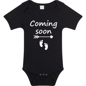 Rompertje met leuke tekst Coming Soon | zwangerschapsaankondiging opa oma | kraamcadeau | Zwart | maat 56