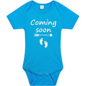 Rompertje met leuke tekst Coming Soon | zwangerschapsaankondiging opa oma | kraamcadeau | Blauw | maat 56