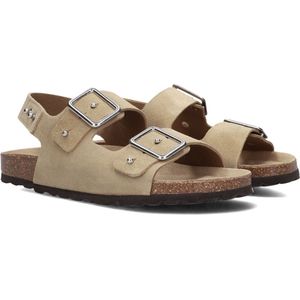 Lina Locchi - Platte Sandalen - Beige - Suède - 2 Gespen