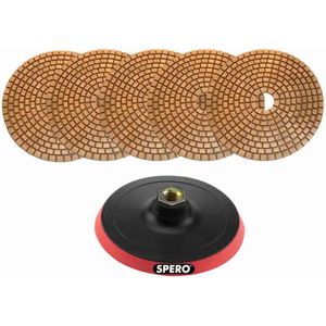 SPERO - SPMK05CS - Complete Set Koper Diamant Polijstpads - Beton, Terrazzo & Hardsteen