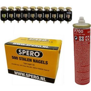 15mm extra hard - 500 stalen spijkers - nagels & gasbus t.b.v. Spit Pulsa 700 - Beton spijkers - SPERO