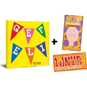 Tony's Chocolonely Verjaardag Cadeau Chocolade in Geschenkdoos - Melk & Witte Fairtrade Chocola Repen - 2 x 180 gram Geschenkset voor Man en Vrouw
