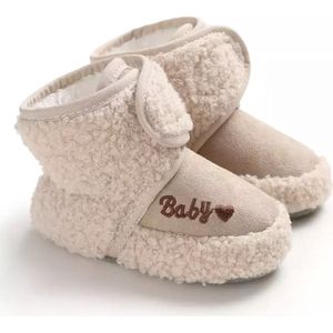Zachte en warme sloffen - Pantoffels voor baby van Baby-Slofje - Beige - maat 0-6 maanden