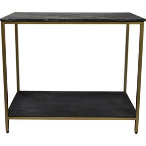 HSM Collection Sidetablecm Zwart/Goud Marmer/Metaal/Mangohout