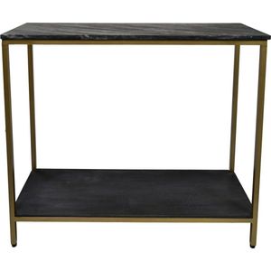 HSM Collection Sidetable 100cm Zwart/Goud Marmer/Metaal/Mangohout