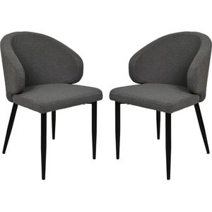 HSM Collection-Eetkamerstoel Yuna S/2x54x82.5-Grijs/Zwart-Stof/Metaal