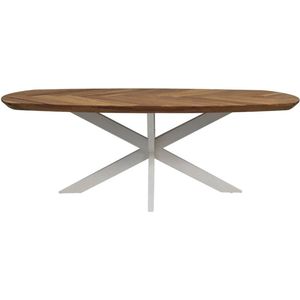 HSM Collection Salontafel Visgraat Danish 130cm Naturel/Wit Eiken/Metaal