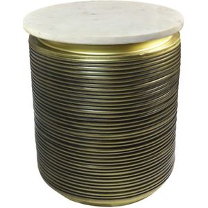 HSM Collection - Bijzettafel Rible - Marmer Wit/Goud - Ø41cm