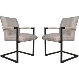 HSM Collection - Boston - Eetkamerstoel - Naturel/Zwart - Stof/Metaal