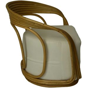 HSM Collection-Tuinstoel Charlyx85x42/-Naturel/Wit-Rotan/Stof