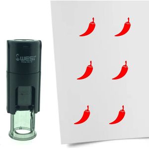 CombiCraft Stempel Chili Peper 10mm rond - Rode inkt - Intern navulbaar stempelkussen - Handig voor spaarkaarten, bullet journals of andere creatieve projecten