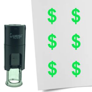 CombiCraft Stempel Dollar teken 10mm rond - groene inkt
