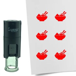 CombiCraft Stempel Rijstbol 10mm rond - rode inkt